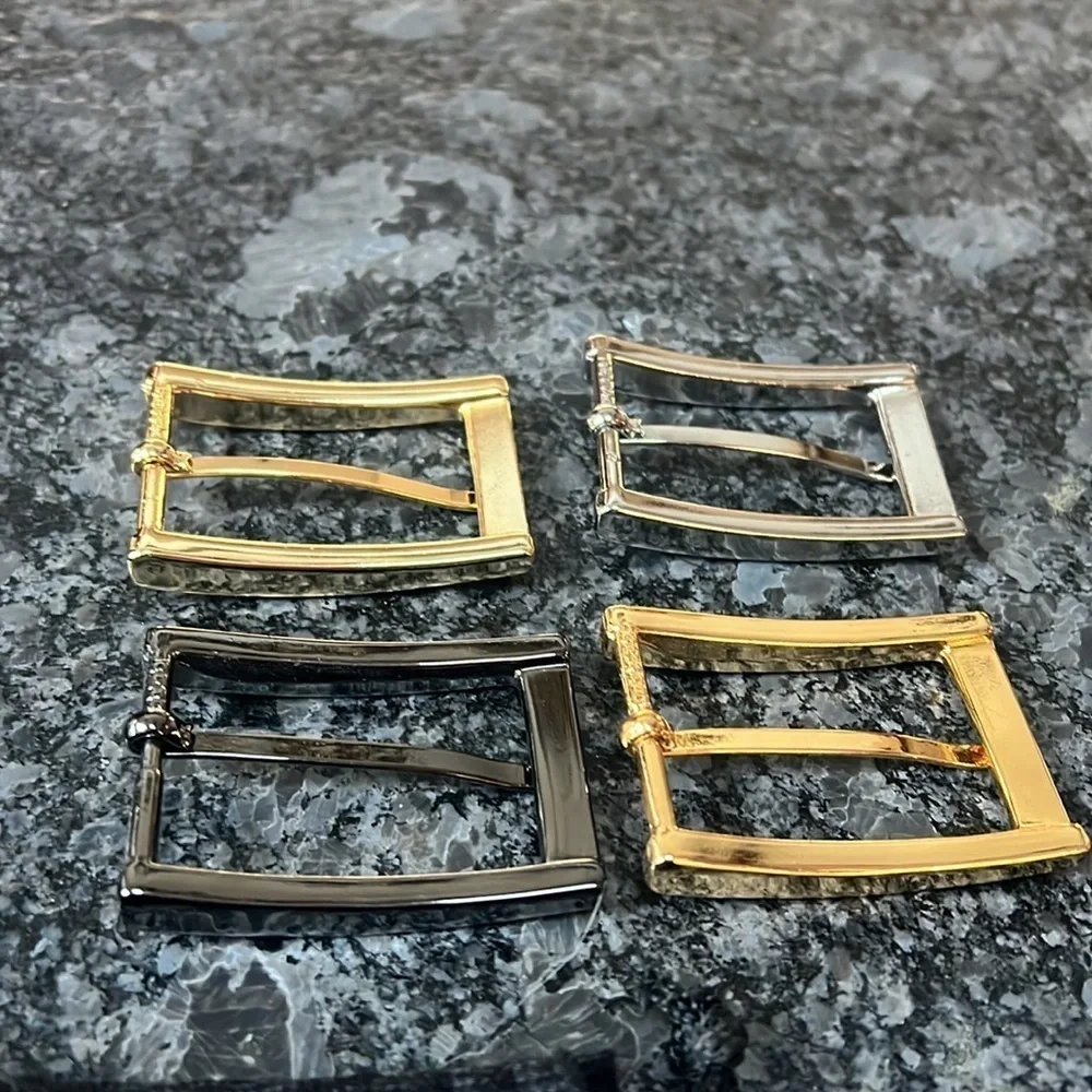 Tulliani Set of 4 Metal Belt Buckles Gold Chrome and Dark Gray Chrome - New